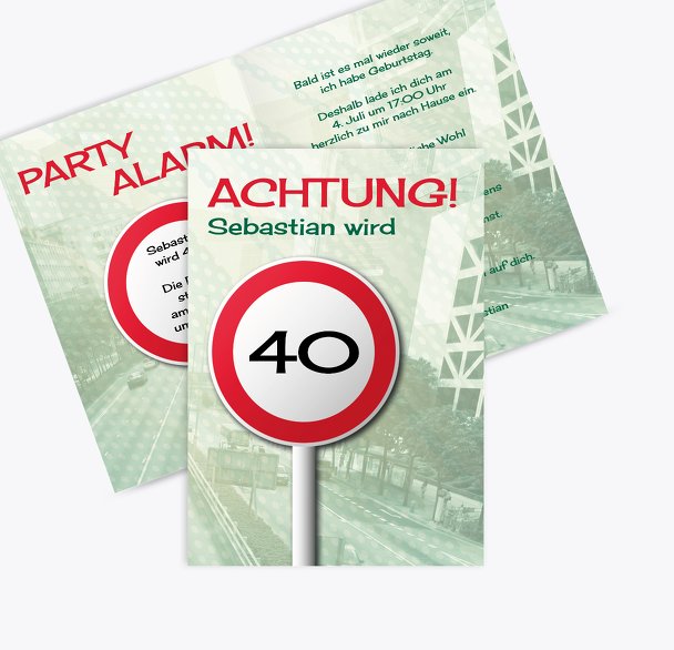 Einladung Begrenzungsschild 40