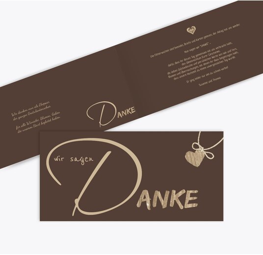 Hochzeit Dankeskarte 2 natürlich Ja braunmatsch 215x105mm