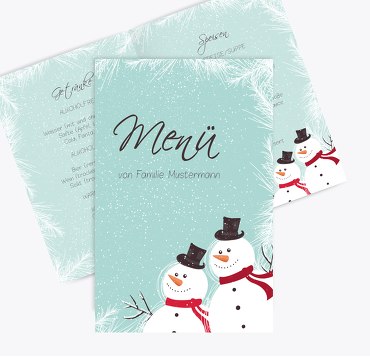 Menükarte Schneemänner