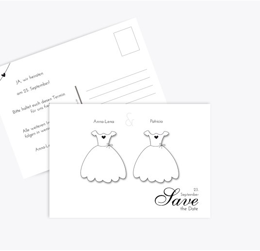 Hochzeit Save-the-Date dresses Weiß 148x105mm