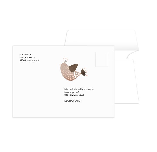 Umschlag Vögelchen PastellHellTürkis 161x114mm