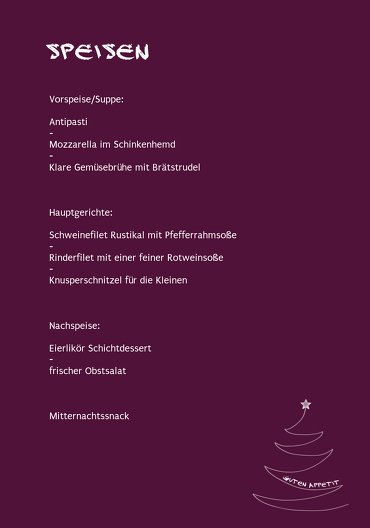 Ansicht 5 - Menükarte Schriftbaum