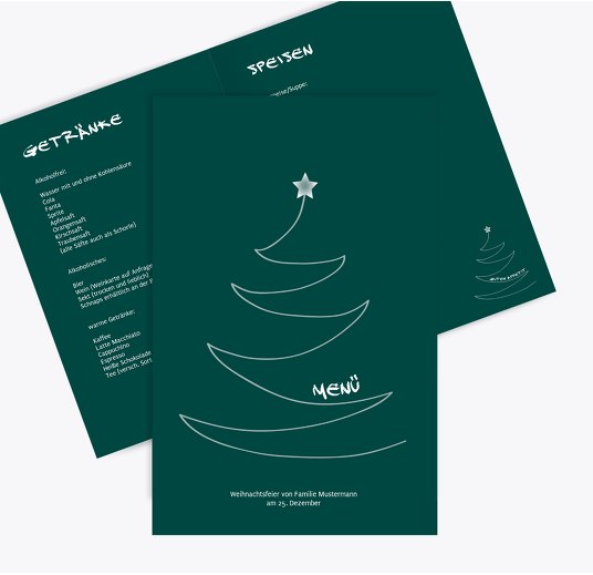 Menükarte Schriftbaum Türkispetroldunkel 148x210mm