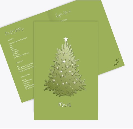 Menükarte geschmückter Baum MattGrün 148x210mm