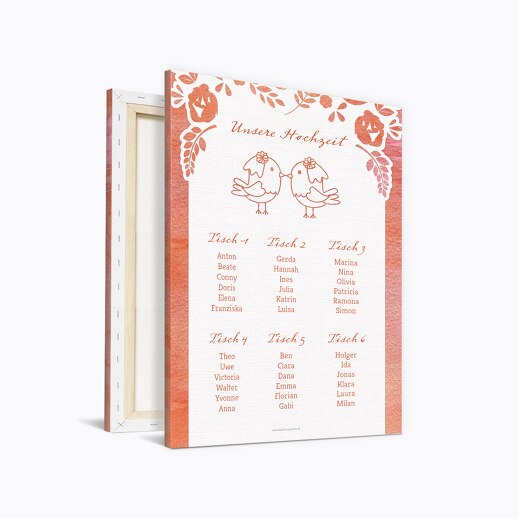 Sitzplan Vogelpaar - Frauen PfirsichOrange 400x600mm