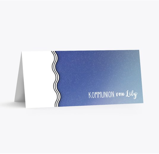 Kommunion Tischkarte Schifffahrt Blauheller 100x44mm