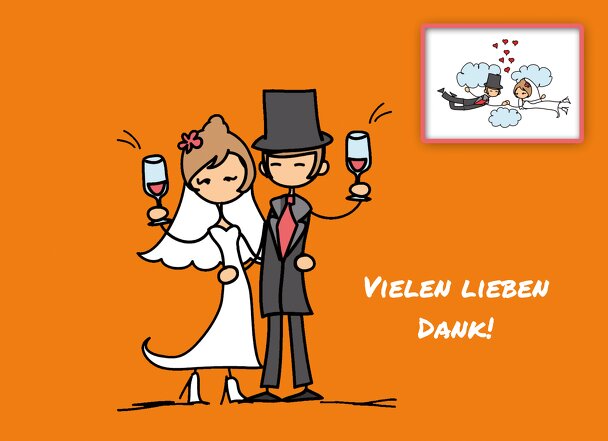 Ansicht 3 - Hochzeit Dankeskarte Comic Brautpaar