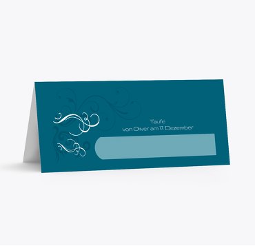 Taufe Tischkarte Schnörkel