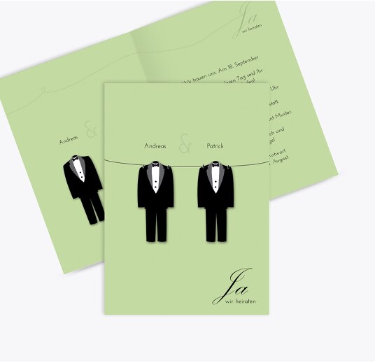 Hochzeit Einladungskarte suits MattGrün 105x148mm