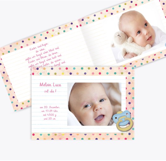 Geburtskarte Smarties HellRosa 148x105mm