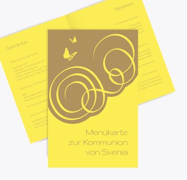 Menükarte Kommunion Butterfly