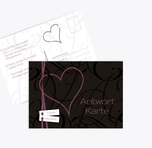 Hochzeit Antwortkarte Band Lila 148x105mm