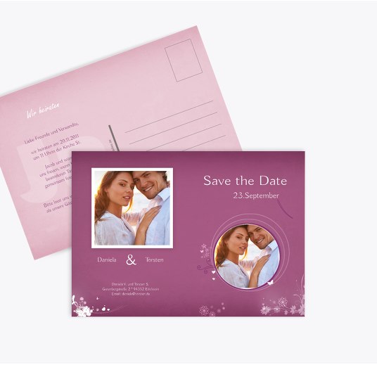 Save-the-Date 3 Liebeserfüllung Lila 148x105mm