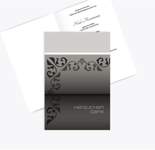 Dankeskarte Briefpapier Trauergrau 114x170mm