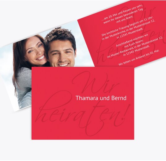 Hochzeit Einladung Liebesbrief Rot 148x105mm