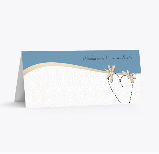 Hochzeit Tischkarte Unzertrennlich MattBlauDunkler 100x44mm