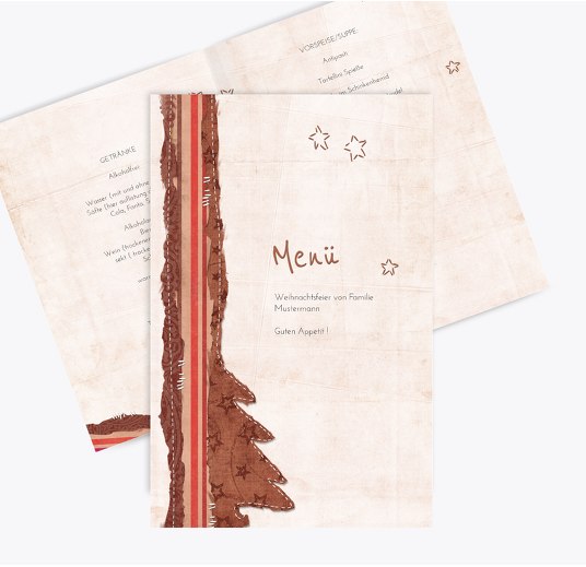 Menükarte Stoffbaum MattRotOrange 148x210mm