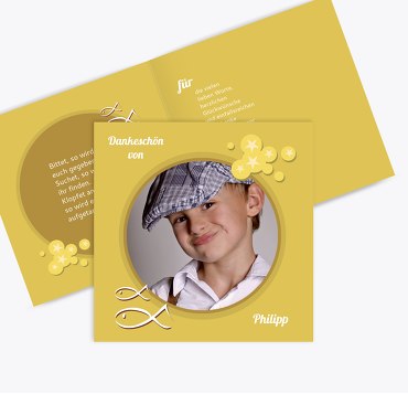 Kommunion Dankeskarte Star