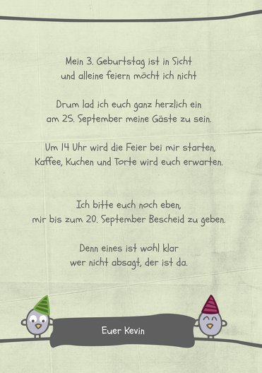 Ansicht 5 - Einladung zum Geburtstag Foto Vogelfest