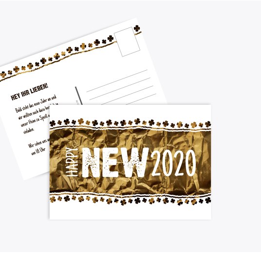 Neujahrskarte Kleeblatt Hellbraun 148x105mm