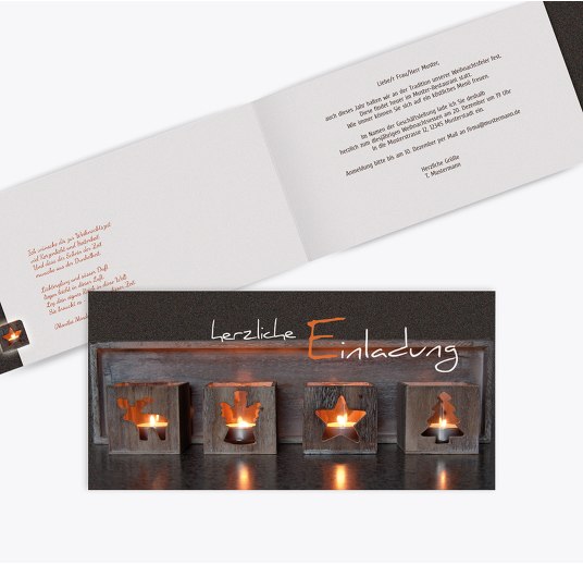 Einladung Adventszeit Braun 215x105mm