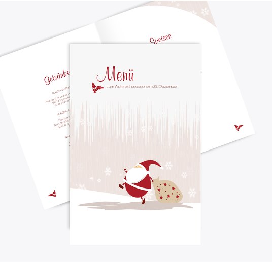 Menükarte Weihnachtsmann OckerBeige 148x210mm