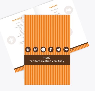 Konfirmation Menükarte stripes-buttons