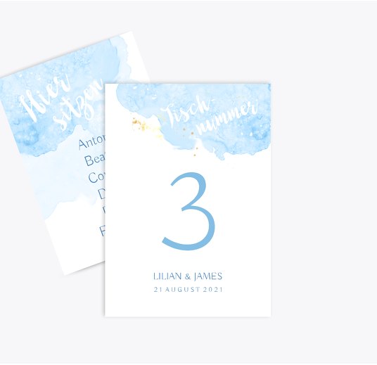 Tischnummer Wolke Sieben MattBlau 105x148mm