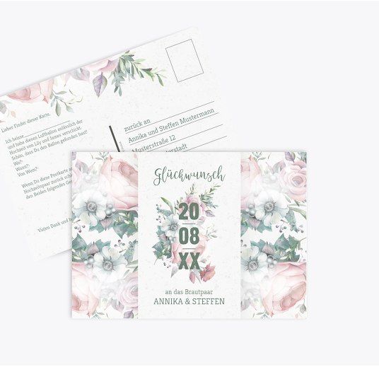 Ballonkarte Verträumt DunkelgrauGrün 148x105mm