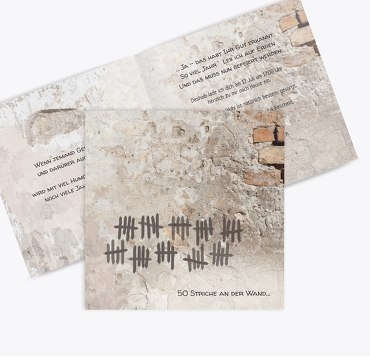 Einladung Striche an der Wand 50