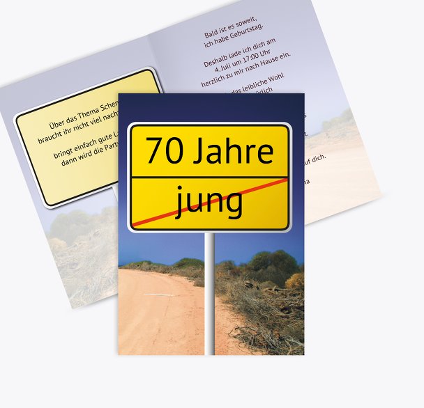 Karte zum Geburtstag Straßenschild 70