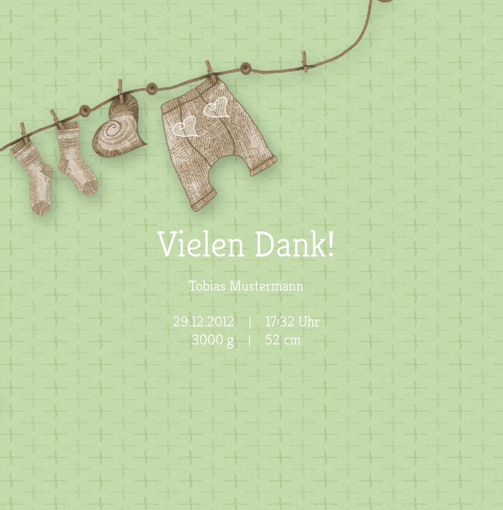 Baby Dankeskarte Wäscheleine selbst gestalten!