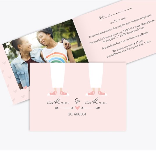 Hochzeit Einladung Pärchen - Frauen Rosa 148x105mm