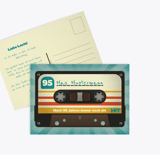 Geburtstagseinladung Kassette 95 Türkisblaukräftig 148x105mm