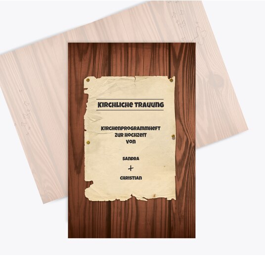 Hochzeit Kirchenheft Umschlag Steckbrief braunmatsch 148x210mm