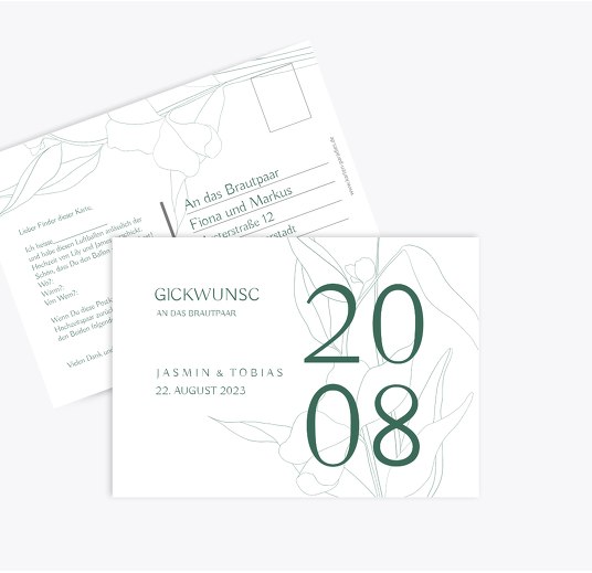 Ballonkarten Zahrte Blume TürkisGrauMatt 148x105mm