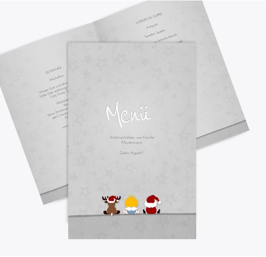 Menükarte Trio HellGrau 148x210mm