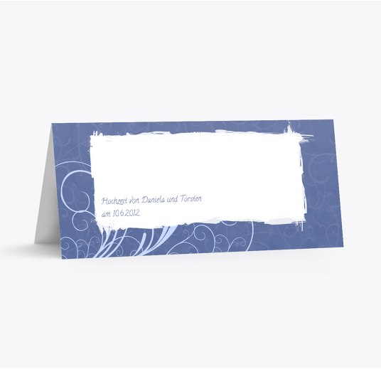 Hochzeit Tischkarte Liebeswunder MattBlauDunkler 100x44mm