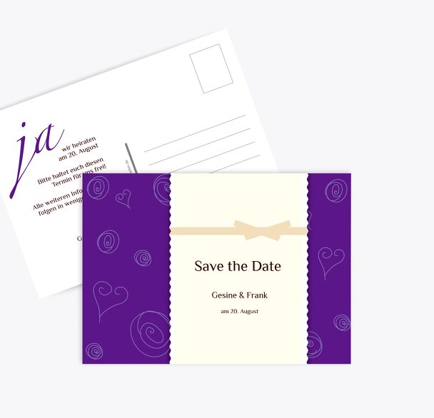 Save-the-Date curly hearts