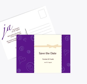 Save-the-Date curly hearts