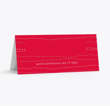 Tischkarte Kommunion Wellen Kreuz
