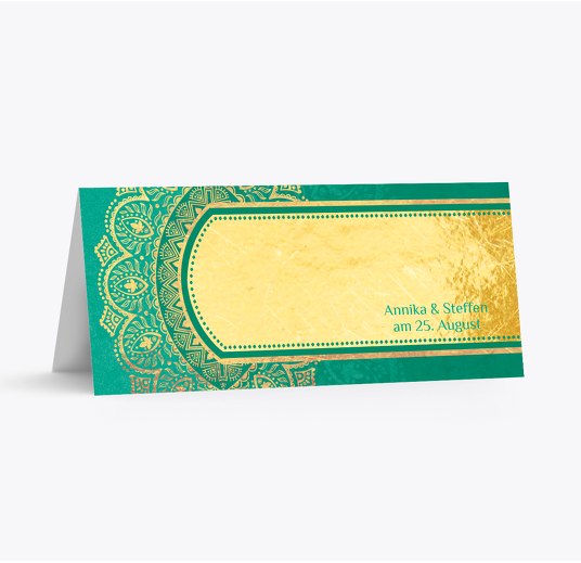 Hochzeit Tischkarte Mumbai tuerkis 100x44mm