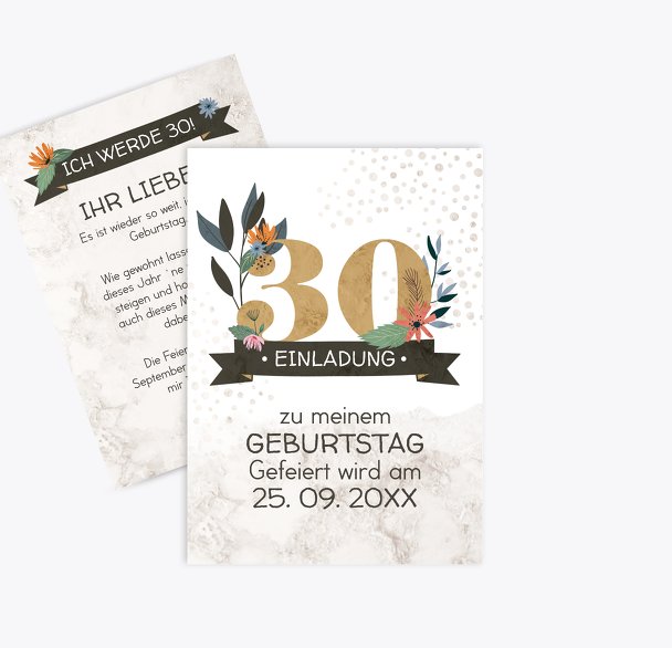 Geburtstagseinladung Blumenzahl 30