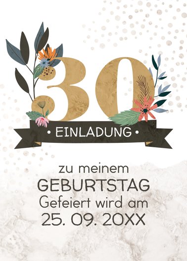 Ansicht 2 - Geburtstagseinladung Blumenzahl 30