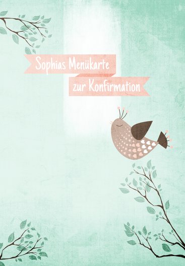 Ansicht 3 - Menükarte zur Konfirmation Vögelchen