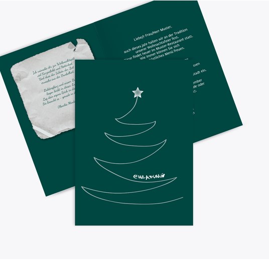 Einladung Schriftbaum Türkispetroldunkel 105x148mm