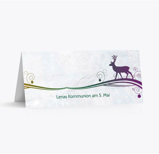 Tischkarte Bunter Wintertraum Blattgrün 100x44mm