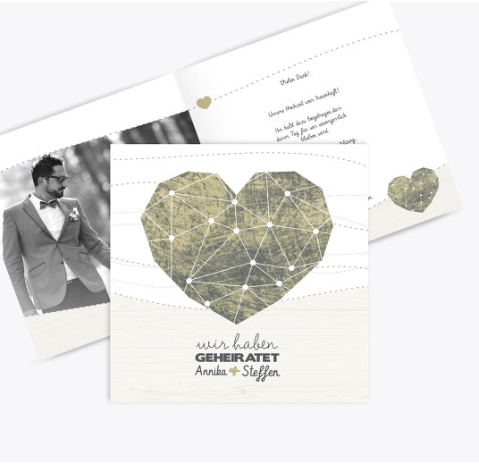 Hochzeit Dankeskarte Sternenbild Matschgruen 145x145mm