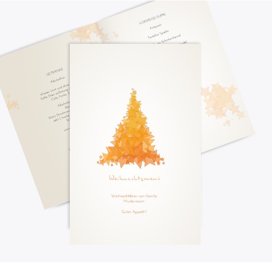 Menükarte Designerbaum Orangegelb 148x210mm