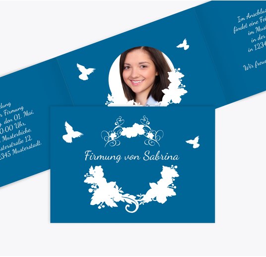 Firmkarte Vogel Blau 148x105mm